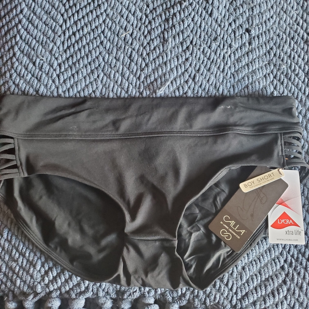 Calia by Carrie Black Boy Short Swim Bottoms